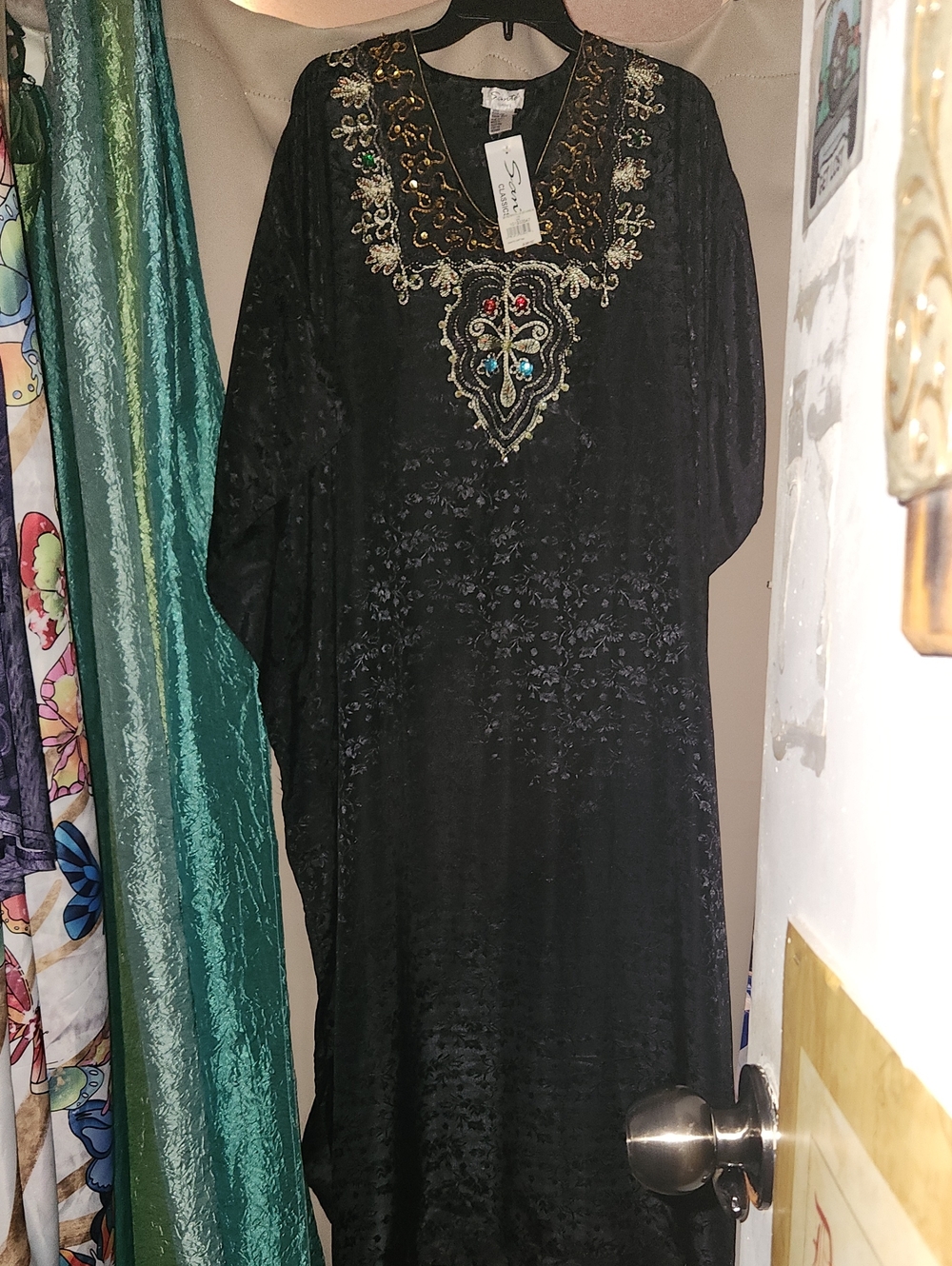 Embroidered Black Women's Swim Coverup by Sante`